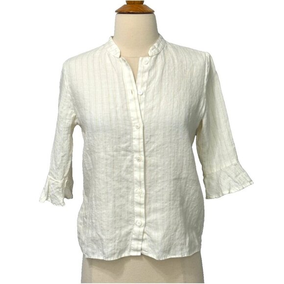 Reformation Lightweight Button Down Blouse White Cream Stripes Feminine Size XXS - Picture 1 of 7